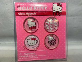 Set Of 4 Hello Kitty Glass Magnets Nip Sanrio