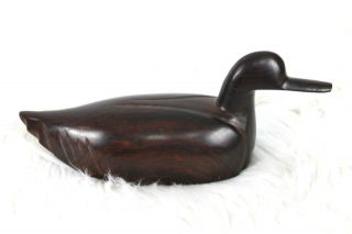 Solid Wood Duck Carved Dark Decoration Figurine Shelf Sitter Decorative Decoy