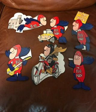 6 Budweiser Budman Bud Man Beer Promo Decals Stickers From The 70 