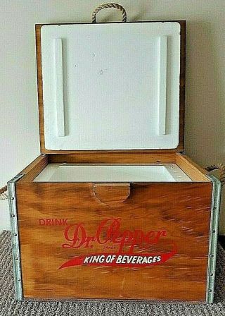 Vintage Dr Pepper Cooler 1st Ed 100 Year 1885 - 1985 King Of Beverages Wood Crate