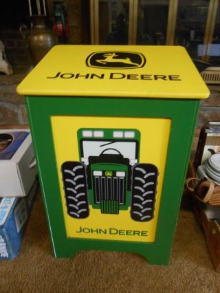 Great John Deere Wood Trash Bin Storage Box