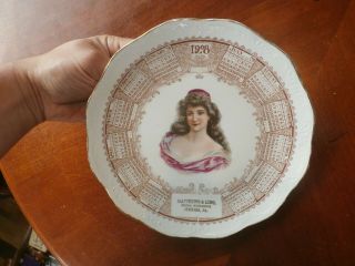 Vintage Antique 1909 Porcelain Ceramic Advertising Calendar Plate Jenners Pa