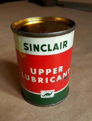 Very Rare - Full - Sinclair Motor Oil Can 4 Oz Upper Lube Lubricant 1930s - 1950
