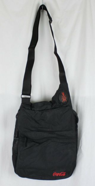 Coke Coca Cola Messenger Bag Cross Body Purse Tote Multi Zipper Pockets Black