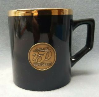 John Deere Mug Coffee Cup 150 Years Black With Gold Trim Mug