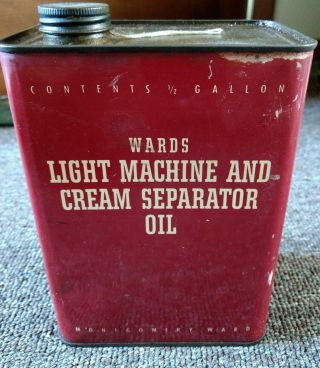 Vintage Wards Machine & Cream Separator Oil 1/2 Gallon Can
