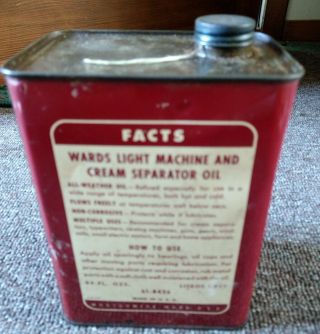 Vintage WARDS MACHINE & CREAM SEPARATOR OIL 1/2 Gallon CAN 2