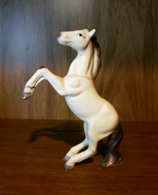 Porcelain Ceramic Horse Statue Figurine Japan Rearing Fighting Stallion White