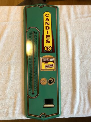 Vintage Hershey Milk Chocolate Thermometer Sign Candies Antique