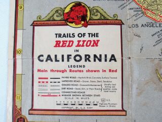 1935 Gilmore Red Lion Gasoline Map of West Coast California Oregon Washington 7