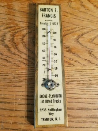 Vintage Dodge Plymouth Job Rated Trucks Thermometer Sign Gas Oil Farm Trenton Nj