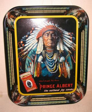 Vintage Prince Albert Tobacco Indian Chief Joseph Advertising Tray,  Colorful