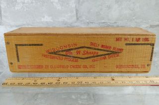 Vintage Ole N Sharpe Wisconsin Wooden Wood Cheese Box Clearfield Co Pennsylvania