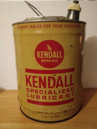 Vintage 5 Gallon Kendall Specialized Motor Oil Can/lubricant Can