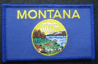 Montana Embroidered Sew On Patch Tourist Souvenir State Flag 3 1/2 " X 2 "