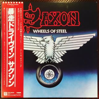 Saxon - Wheels Of Steel Japan Obi 1980 Like Japanese Heavy Metal Lp Ac/dc