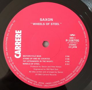 Saxon - Wheels Of Steel JAPAN OBI 1980 LIKE Japanese Heavy Metal LP AC/DC 3