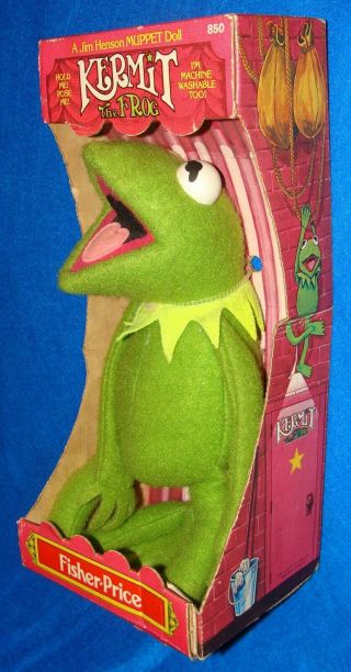 1977 Boxed Fisher Price Kermit The Frog Toy Doll Jim Henson Sesame Street Muppet