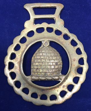 Vintage Horse Bridle Harness Brass Medallion Beehive