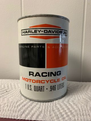 Vintage 1 Quart Harley Davidson Pre Luxe Motorcycle Oil Can & Racing Oil