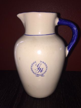 Antique Pottery Jug Pitcher Gh Monogram Hotelware?