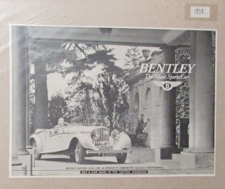 1939 Bentley The Silent Sports Car 9.  25x6.  5 " Automobile B/w Print Ad Fn,  6.  5
