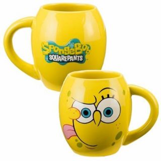Spongebob Squarepants Face And Name Logo Image 18 Oz Oval Ceramic Mug