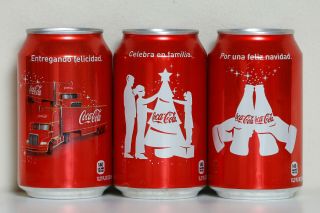 2012 Coca Cola 3 Cans Set From Puerto Rico,  Christmas