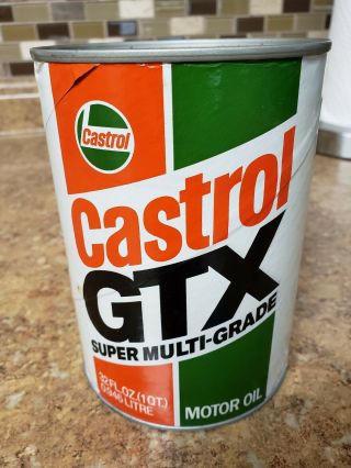Castrol Gtx Multi Grade Motor Oil 10w/40 Cardboard Can Vintage Unopen