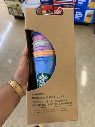 Starbucks Reuseable Cold / Hot Color Cups 6 Pack Limited Edition For Coffee