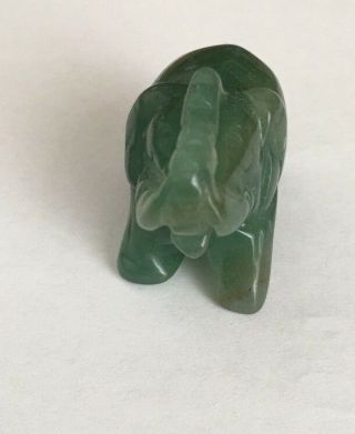 Lucky Elephant Figurine Gemstone Natural Hand Carved Green Aventurine Jade Stone