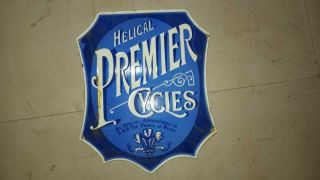 Porcelain Helical Premier Cycles Enamel Sign Dimensions 18 " X 22 " Inches