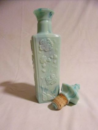 Vintage 1972 Jim Beam Slag Glass Jade/green/teal/blue Liquor Decanter Bottle