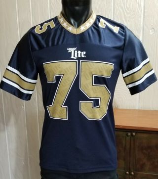 Miller Lite Beer Gold And Navy Blue Limited Edition Football Jersey " The 75 " Sm