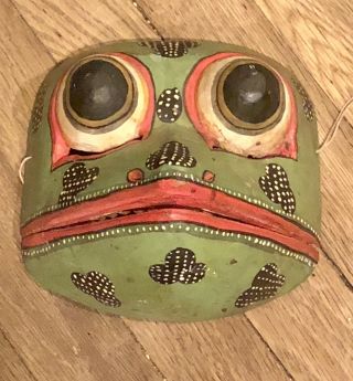 Frog Mask Bali Great For Your Wall Or Your Face About 8 " Handmade Wood Carving