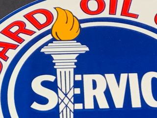 Vintage Standard Service " Torch " 11 3/4 " Porcelain Metal Gas & Oil Company Sign