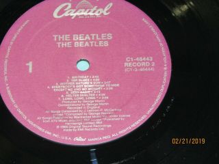 1988 Purple Label Press w/ Inserts 2 LP Set: The Beatles - The Beatles - Capitol 7