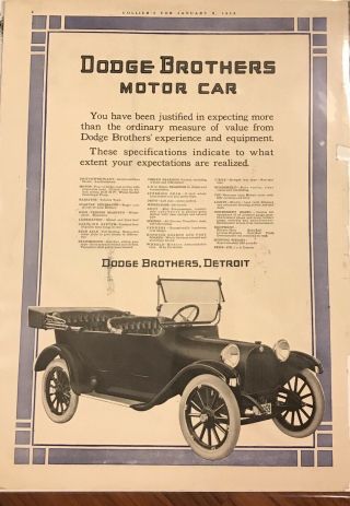 Vintage 1915 Dodge Brothers Motor Car Ad Advertisement