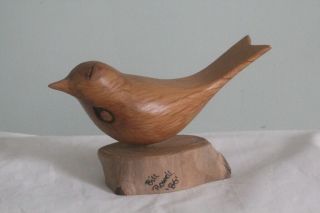Small Hand Carved Wood Bird Figure Bill Rowell 86
