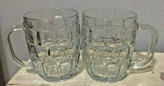 Vintage Thumbprint Glass Clear Cup Beer Mug Dimple Made In England