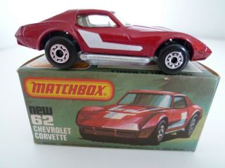 Vintage Matchbox Superfast No.  62f Chevrolet Corvette Box 1979 - 81 Vgc