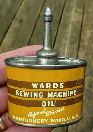 Vintage Wards Sewing Machine Lead Spout 1 Ounce Household Oil Can Gun Oil Can