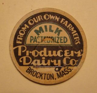 Producers Dairy Co. ,  Farm Brockton,  Mass.  Ma 1 5/8s Milk Bottle Cap