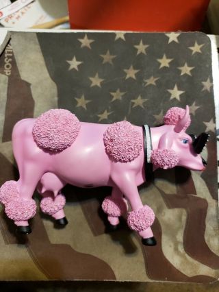 Collectible Cows On Parade Figurine Pink Poodle Dog Moodle Rhinestone Glasses