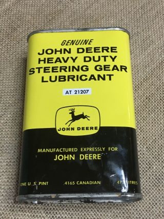 Vtg John Deere Heavy Duty Steering Gear Lubricant Oil Pint Can,  4 Legged Deer