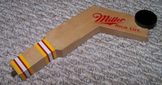 Vintage Miller High Life Hockey Stick & Puck Beer Tap Handle 9 1/4 Inches Long