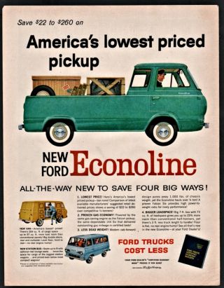 1961 Ford Econoline Pickup Truck Vintage Ad