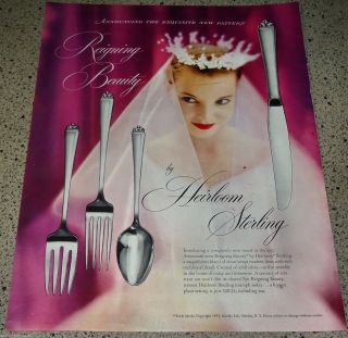 1953 Heirloom Rhapsody Beauty Silverware Flatware Ad Advertising