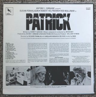 PATRICK OST Composed by Brian May Varese Sarabande VC 81107 Horror LP Orig Press 2