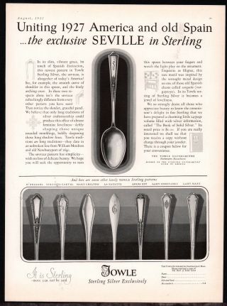 1927 Towle Seville Flatware Silverware Print Ad